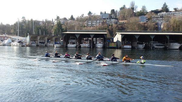 This is the 10th on the water class for these rowers at the end of our Learn To Row class.