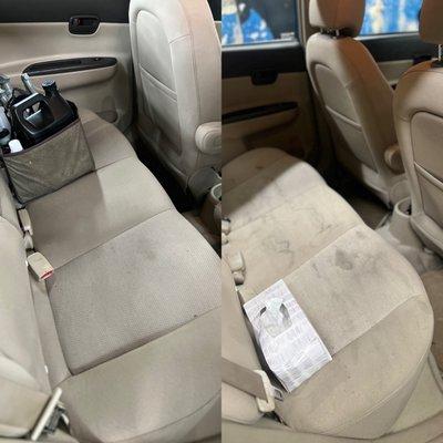 Clothe seat stain removal before and after