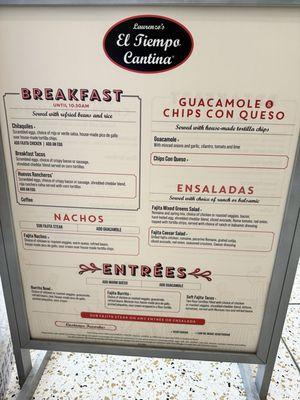 Menu as of July 2024