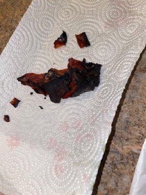 Snackin bacon burnt to a crisp