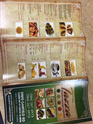 Back of menu