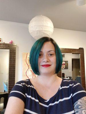 Rockin' my new teal ombre bob done by Moya