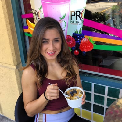 Melanie enjoying her Super Acai Bowl!