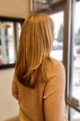 Strawberry and golden blonde highlights