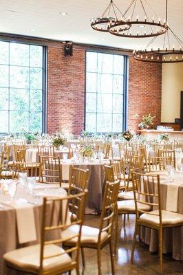 The Emerald Room, set up for a wedding reception. Photo by Jesse Bennett.