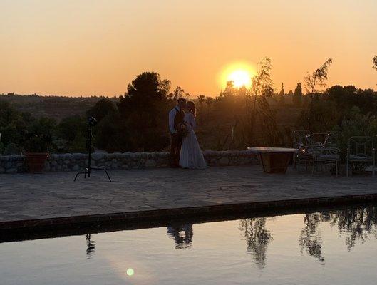 Bride and Groom with Gorgeous Temecula sunset.