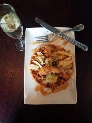 Chicken and Waffles with Vermont Cheddar and Crisp Apple Slices