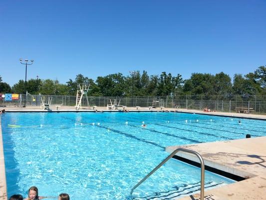 Large lap pool... 4ft - 12ft deep.