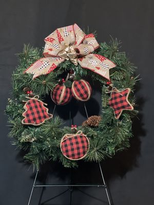 Red and black buffalo print wreath