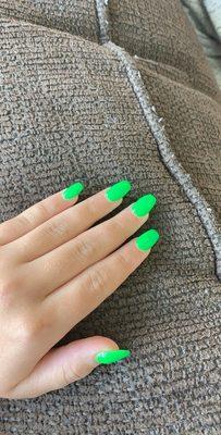 All neon green nails