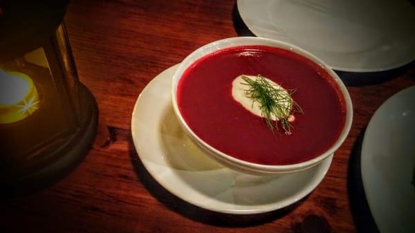 Beet Soup with fennel and mustard.