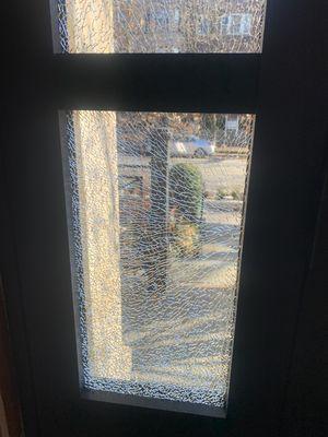 Shattered sidelight window caused by their installation