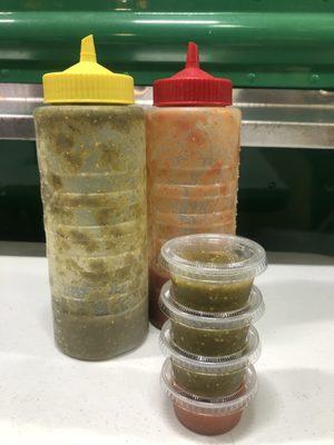 Sauces. Both so good, but the green sauce, OMG, yum!!!!!