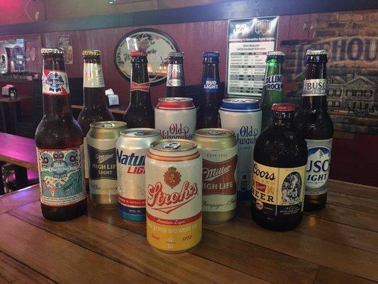 $1.75 domestic bottles/cans 4-9pm Happy Hour Monday-Friday