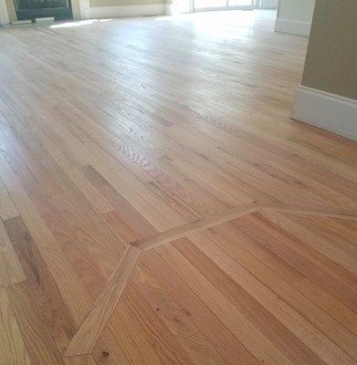 Gorgeous hardwood floor with an area frame