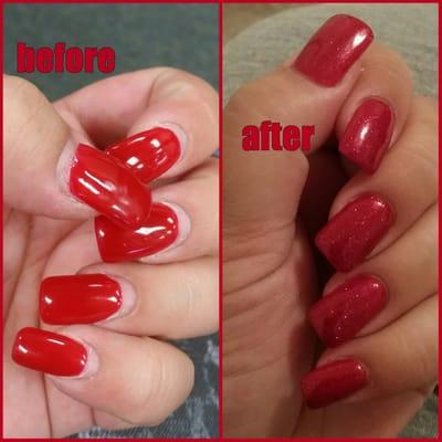 My nails before & after the fill.