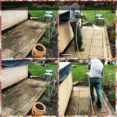 Before and After Washing Pavers