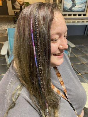 Hair wrap and feathers