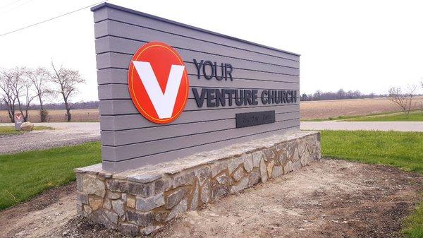 5 feet by 14 feet structural sign solution for "Your Venture Church".