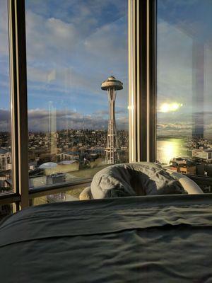 A great view of the Space Needle from my massage table.