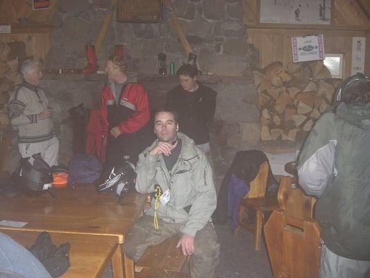 Inside the hut