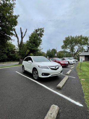 Parking spaces out front