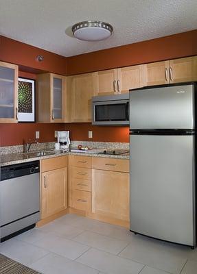 All of our suites are equipped with a full kitchen including cookware!