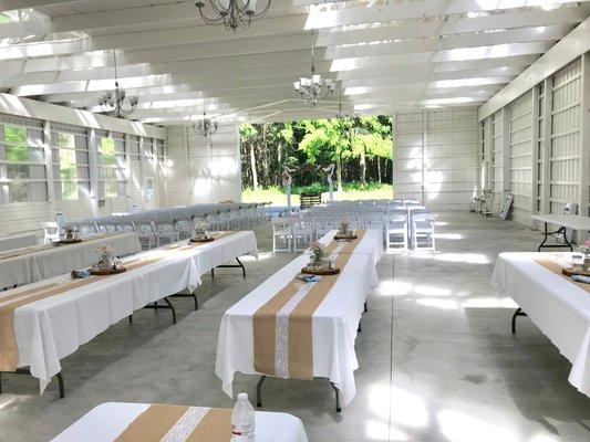 Reception and ceremony fit in our big barn!