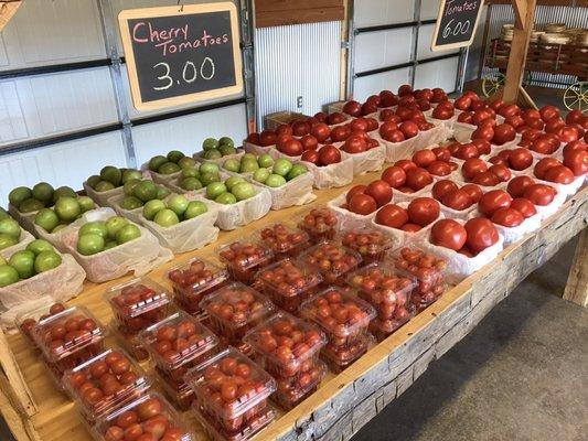 We also have green tomatoes and cherry tomatoes!