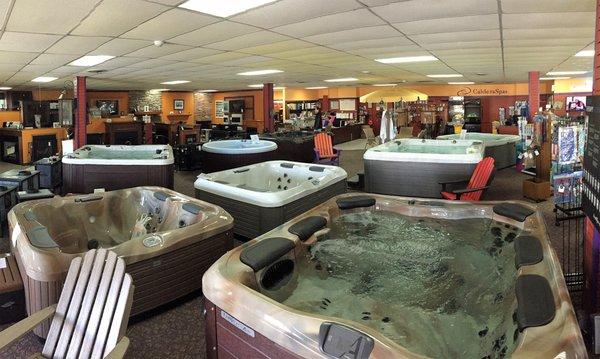 Hot tubs in our showroom