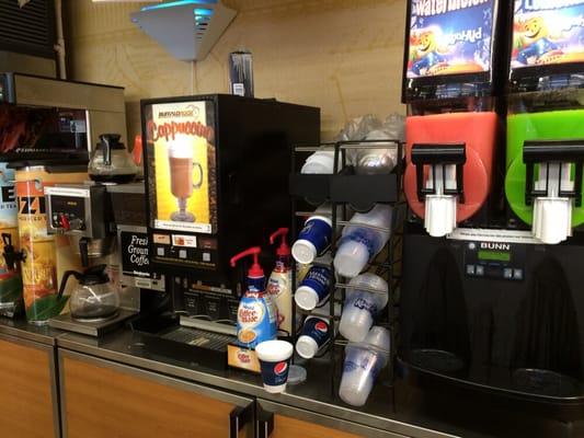 Frozen Drinks and Coffee at Corner Store.