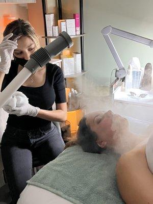 Steam part of facial