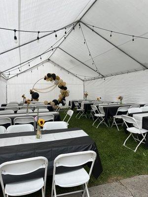 I rented the tent, table, and chairs but decor and table setup was done separately