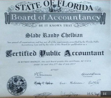 SRC Florida CPA Certificate AC51614