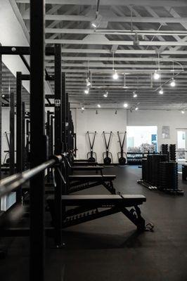 We are a functional fitness gym in the form of strength training. We have six Rouge racks in this room so will always have your own space!