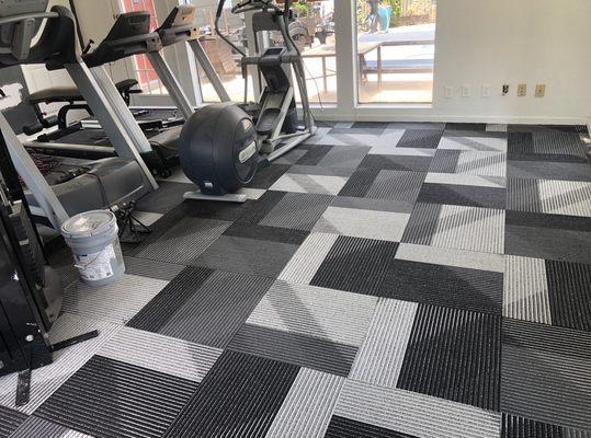 Carpet tile installation for home gym couldn't have gone any better