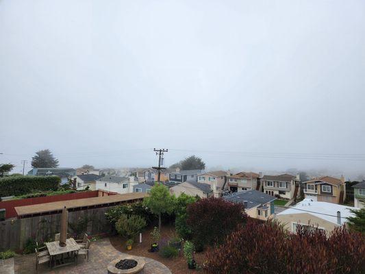 Cold and foggy in Pacifica today... That's the Pacific Ocean out there...