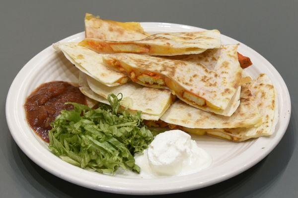 Chicken quesadillas.