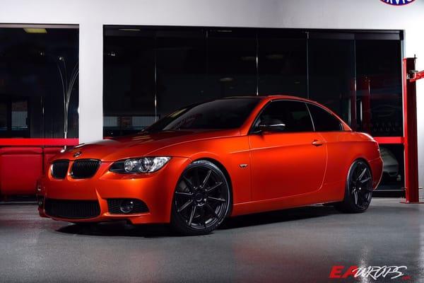 BMW 335i in 3M gloss fiery orange, by Echelon Autosports