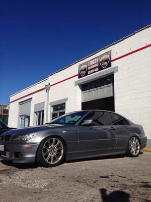 Stanced BMW sitting on some BC Racing coilovers.