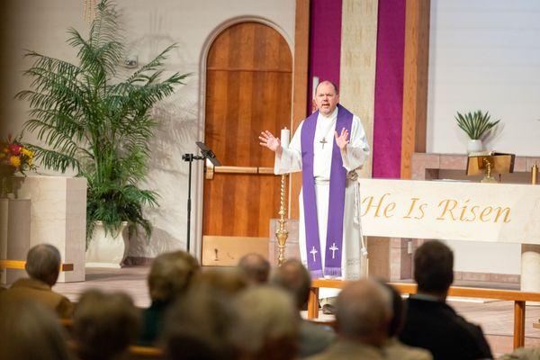 Pastor Ron at a Traditional Service in the Sanctuary.