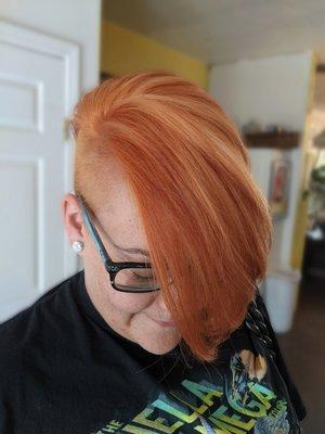 Freshened up this short haircut with bleach/color service.