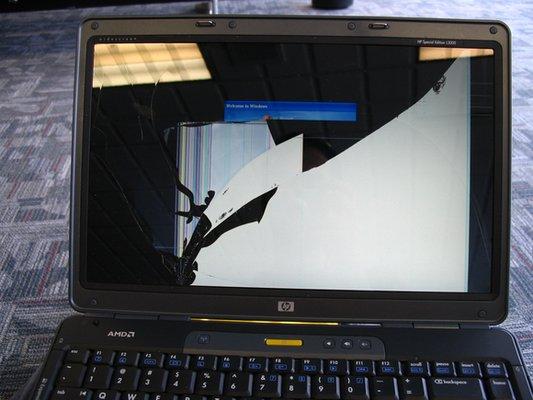 Busted laptop screens repaired for $50.00 at our location.