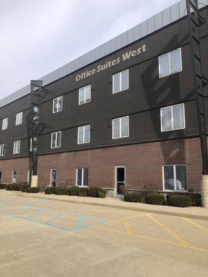 View of building from side parking area