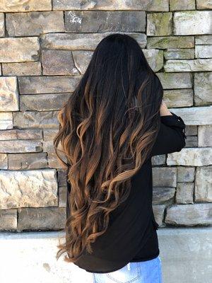 Balayage extra long hair