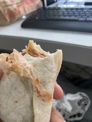 Del Combo Burrito with the plastic I chewed on super gross