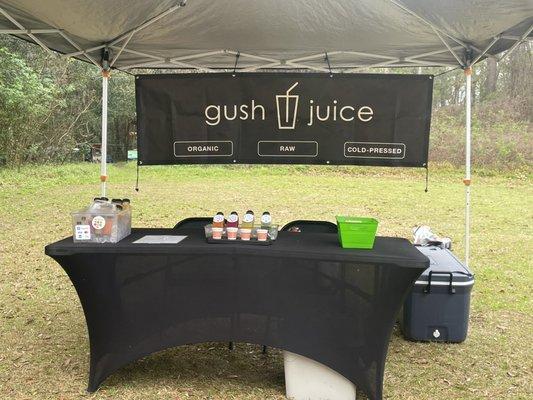 Our booth set up at the Islands Farmers Market