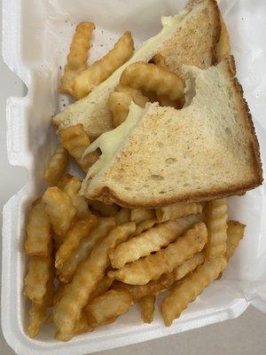 Grilled Cheese Sandwich with fries $7