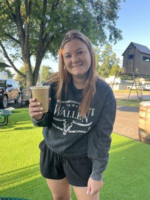 Bride with her drink