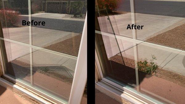 Before and after of a window.